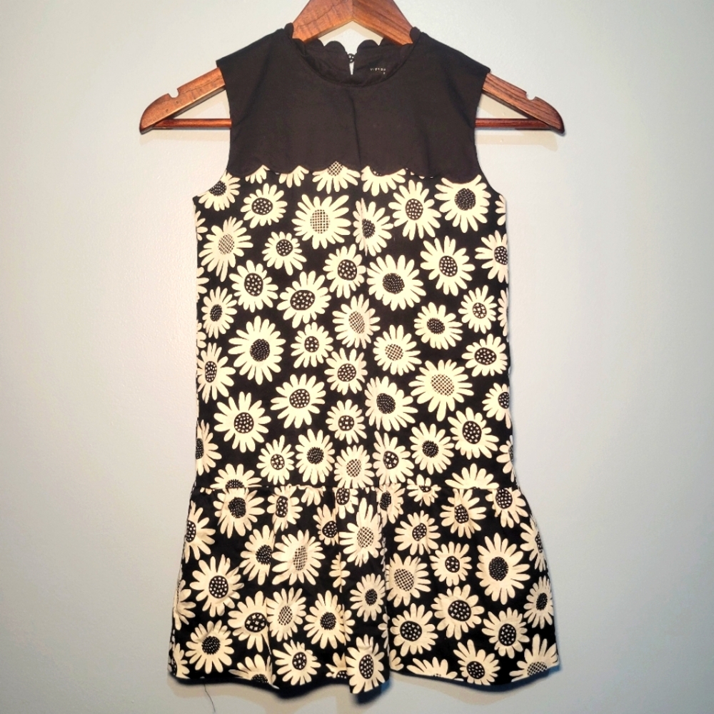 Victoria Beckham for Target Little Girls Black Daisy Drop Waist Dress, size M